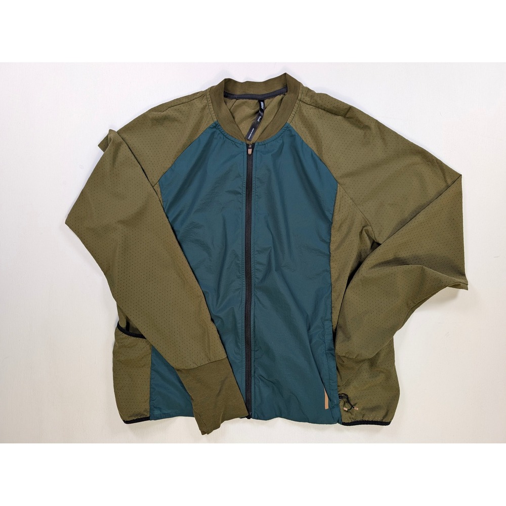 REI Co-op Active Jacket Small Olive Green Teal Perforated Full Zip Windbreaker